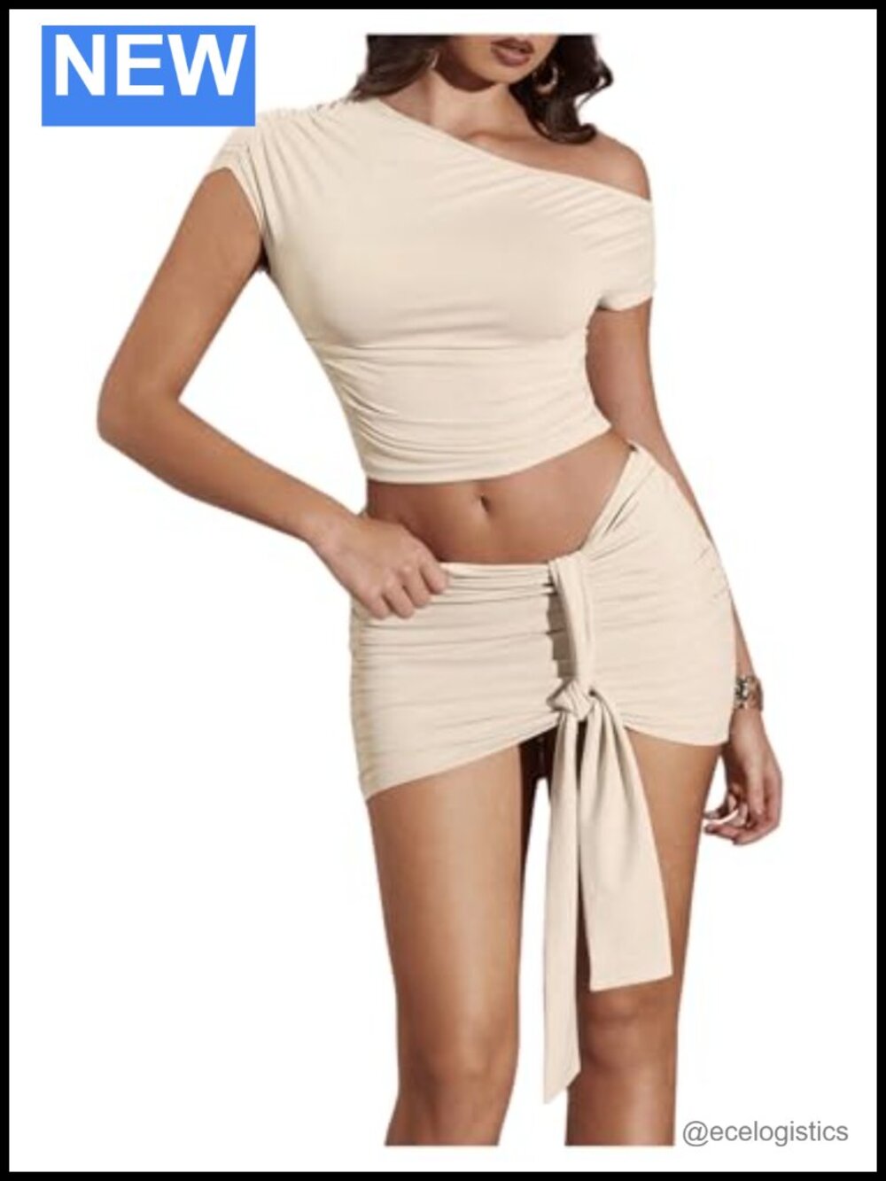 Off Shoulder Asymmetric Crop Top and Mini Skirt Set for Going Out
